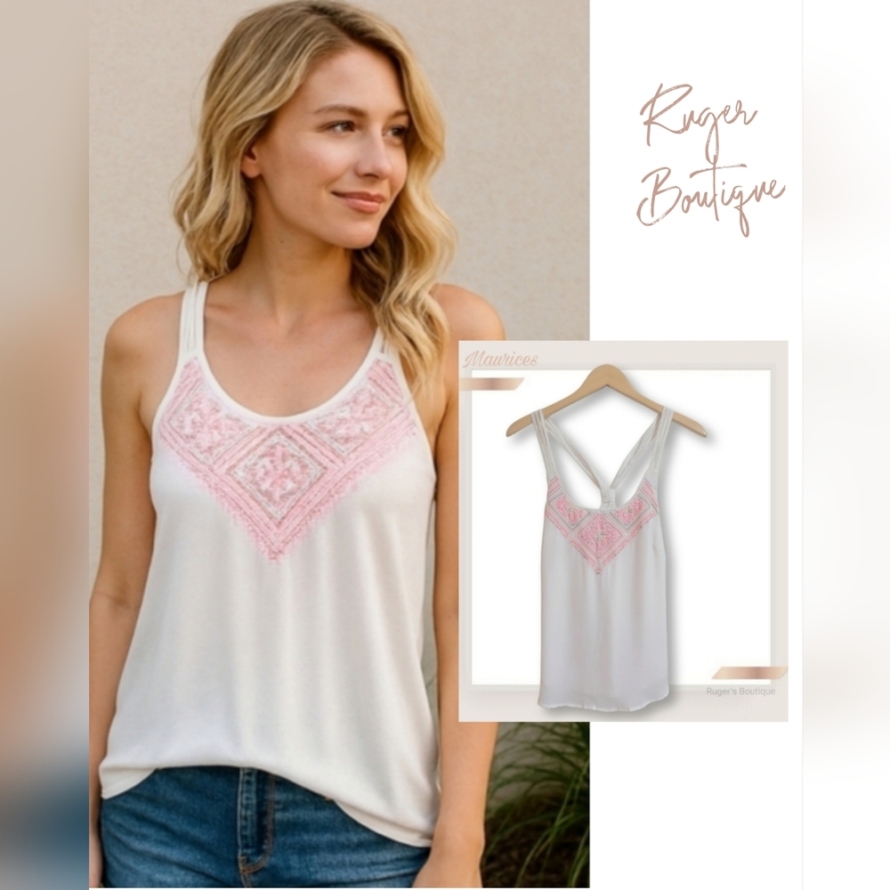 🌿Maurices Women's Small White Sheer Lined Strappy Tank Top Blouse